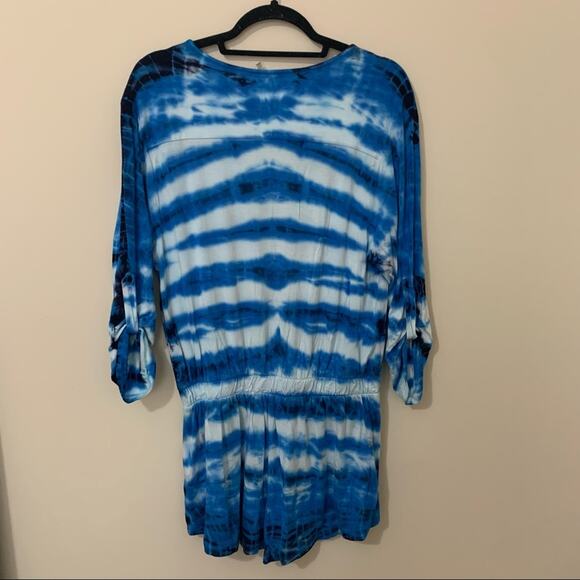 Young, Fabulous & Broke blue tie-dye short-sleeve romper size S - Picture 5 of 10